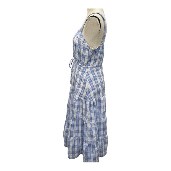 Lulu’s Idyllic Image Blue Plaid burton up mid dress with pockets M - Picture 9 of 12